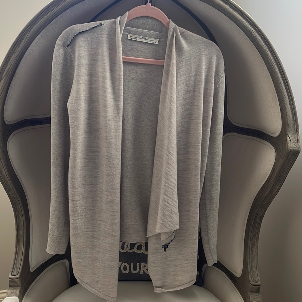 All saints drina wool oat cardigan zip sweater